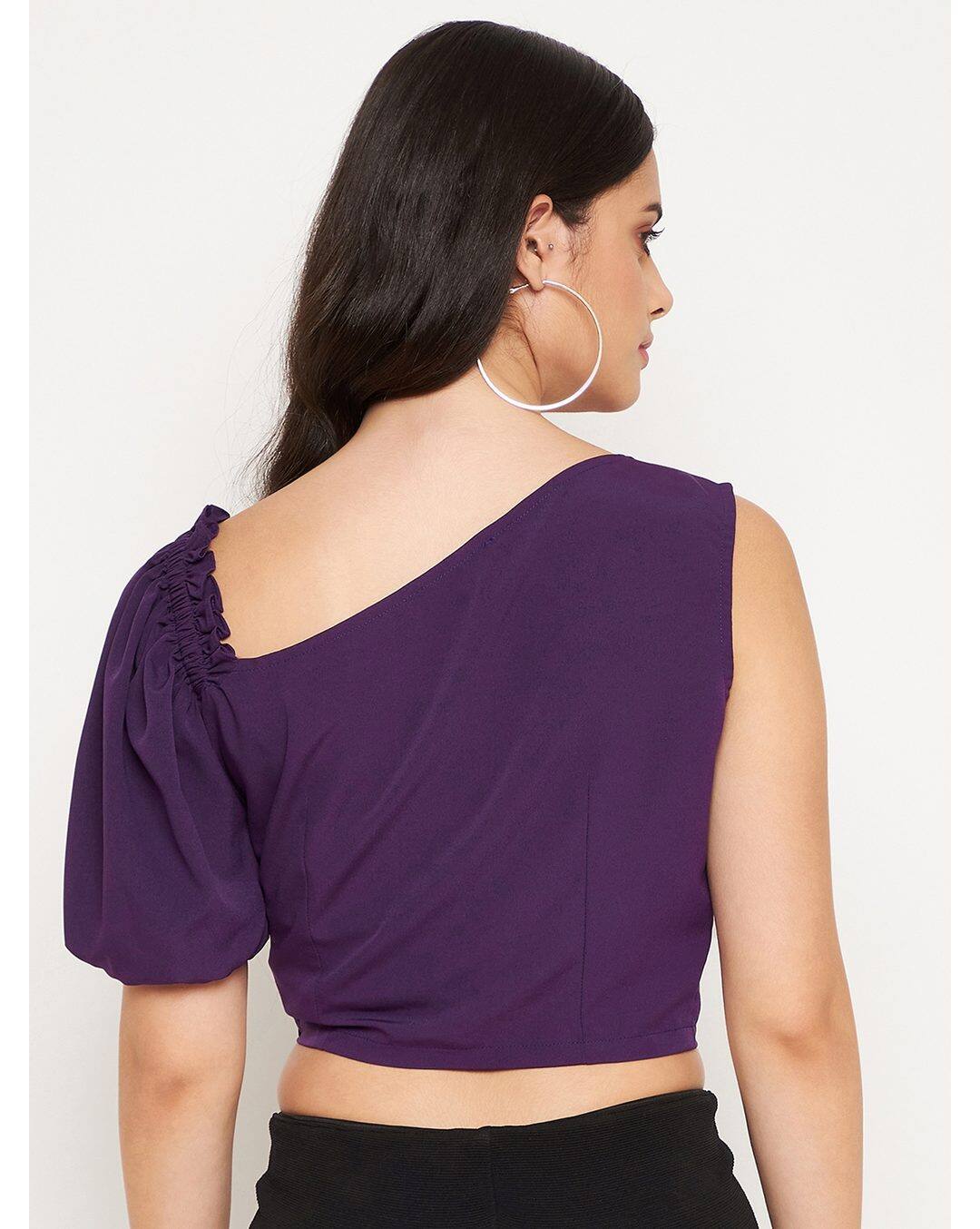 Crepe Solid Crop Top view 2