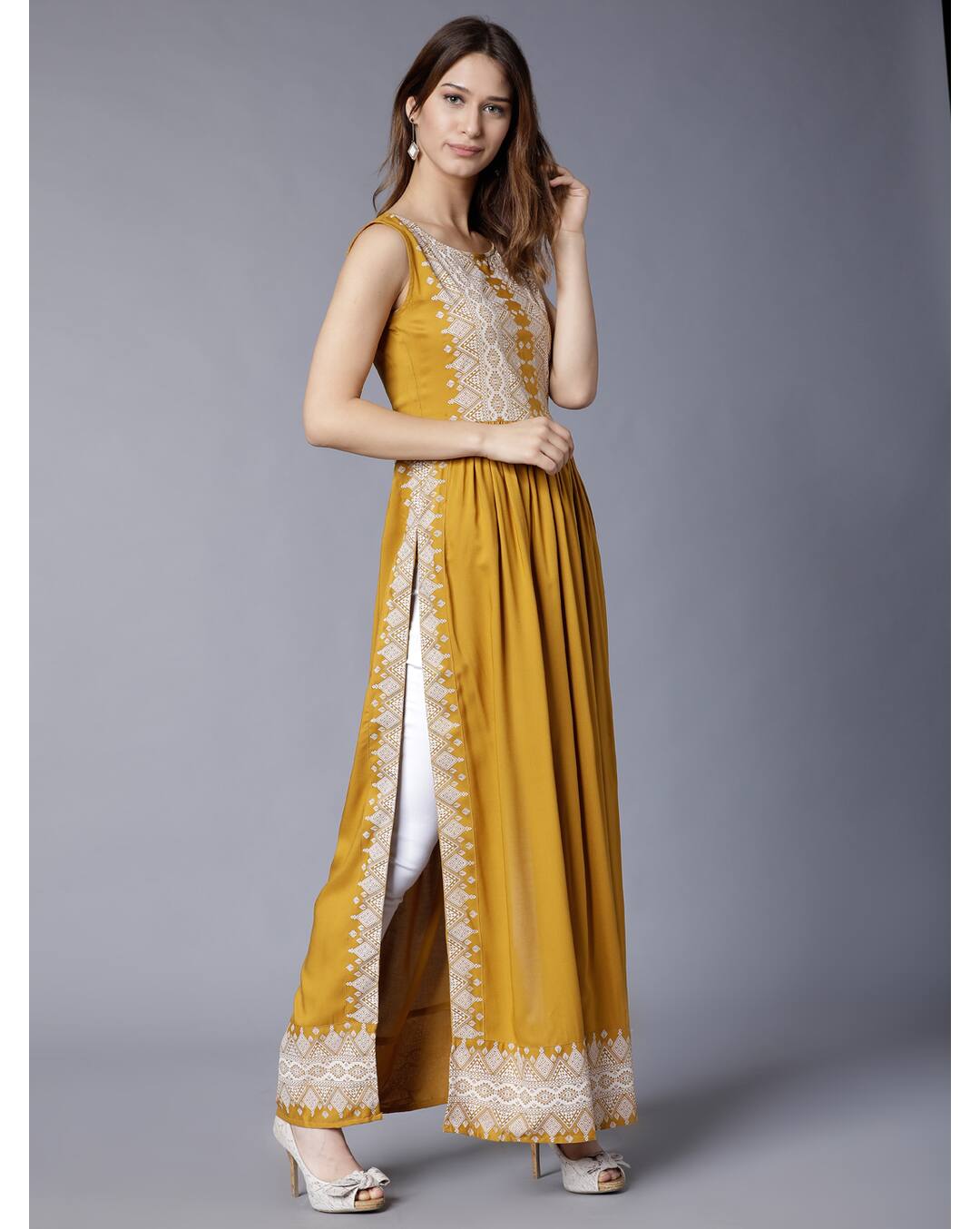 Rayon Printed Flared Kurta view 4