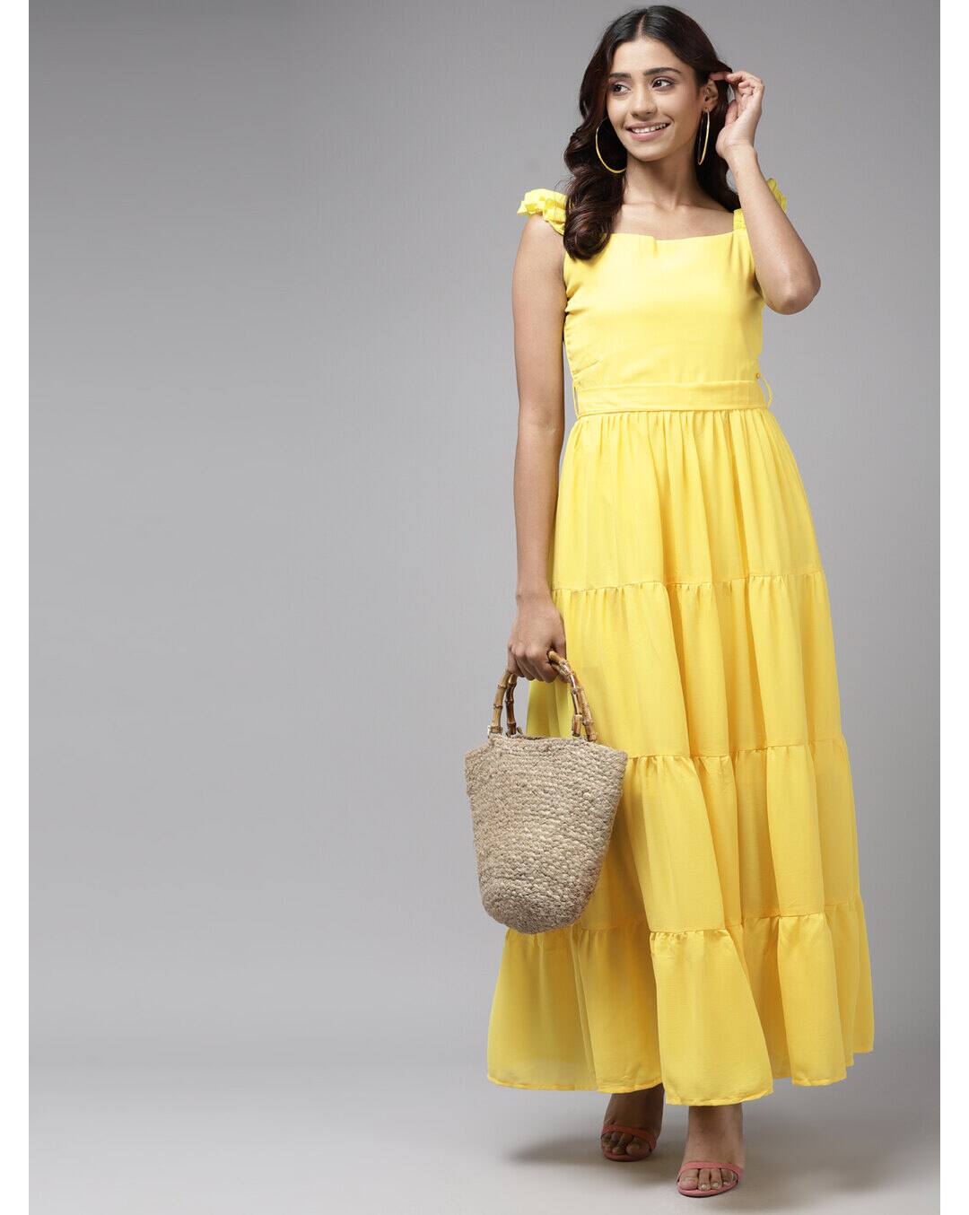 Georgette Solid Fit and Flare Dress view 5