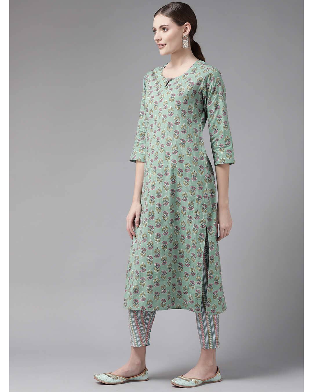 Cotton Floral  Ethnic Pants SuitSet view 2