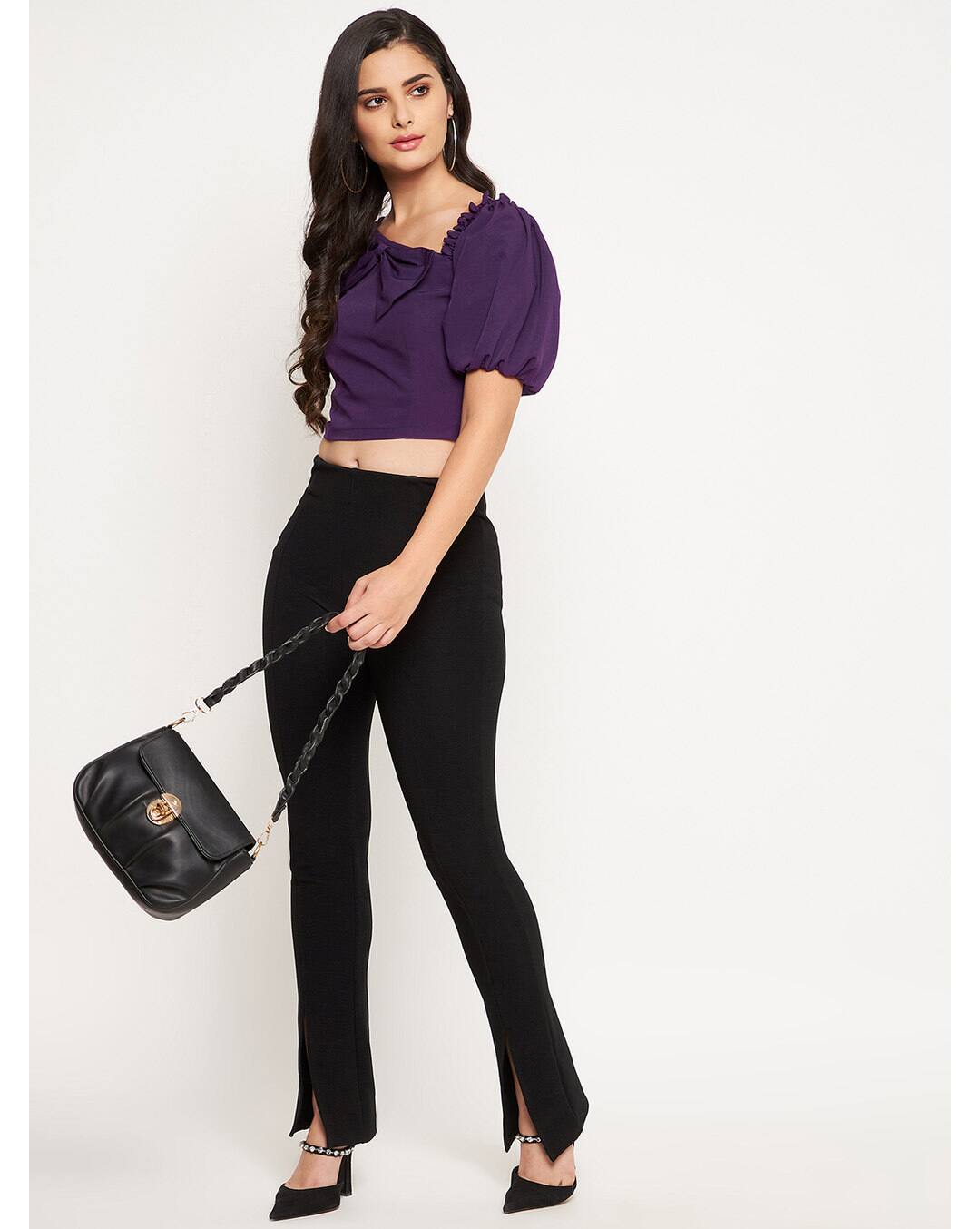 Crepe Solid Crop Top view 7
