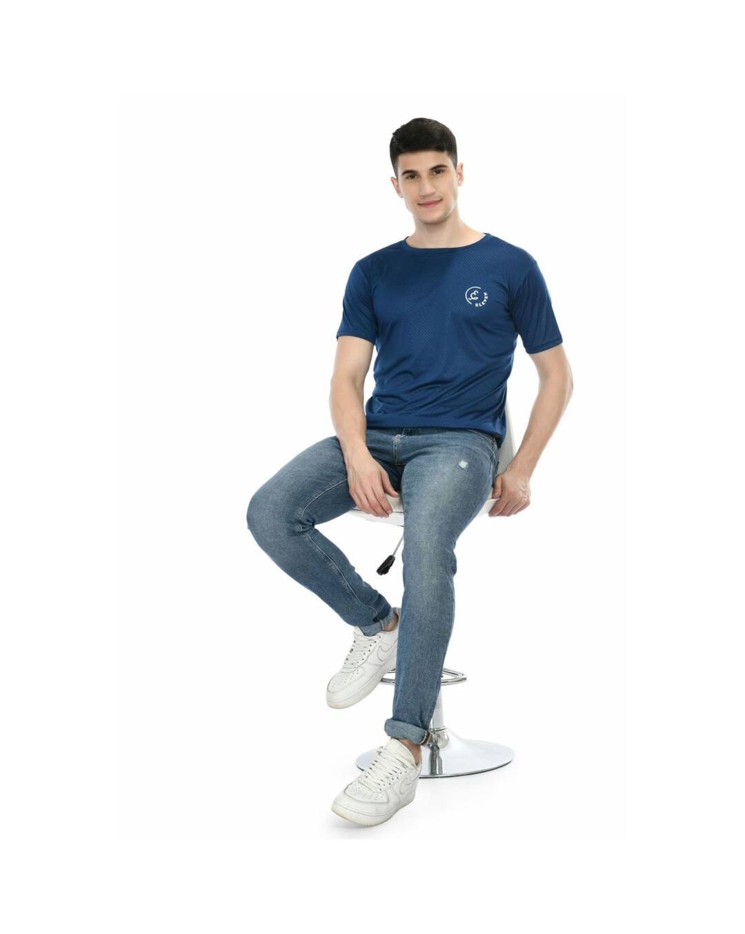 Polyester Solid Regular Fit Round Tshirts view 5