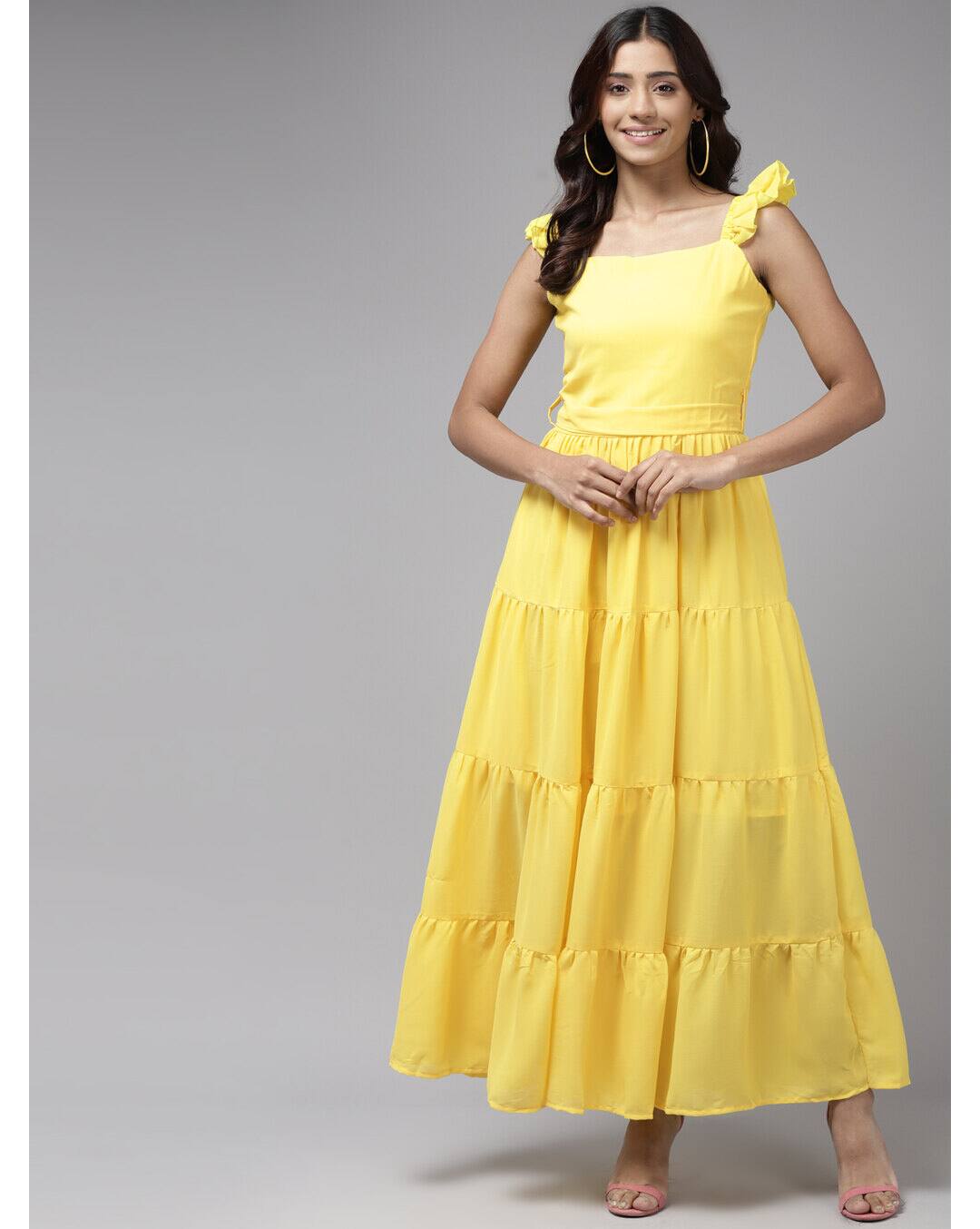 Georgette Solid Fit and Flare Dress