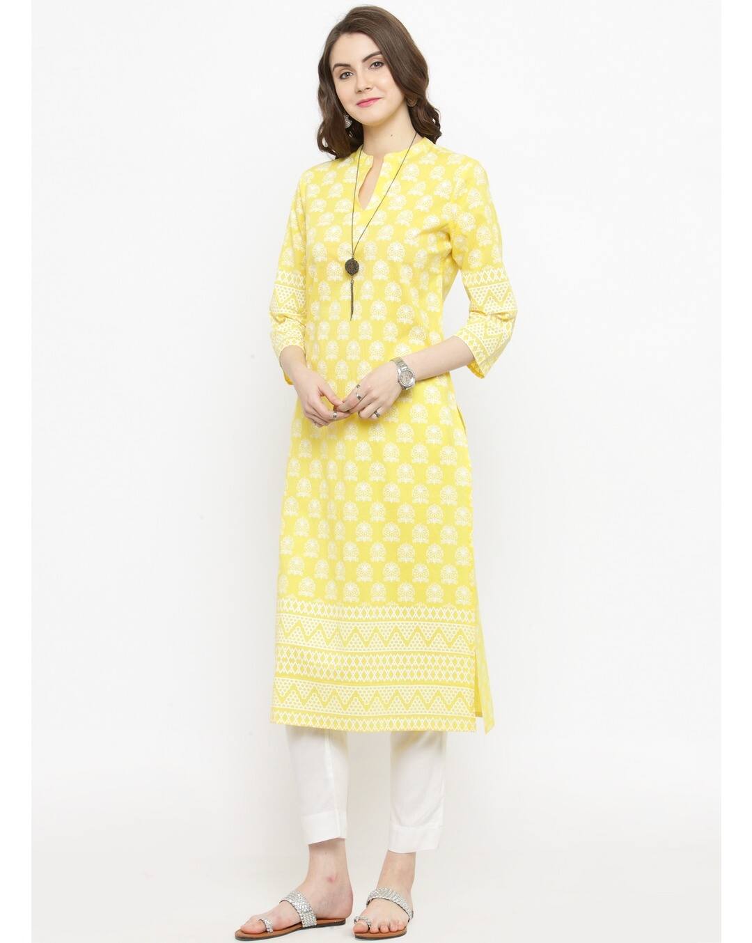 Cotton Printed Straight Kurta view 3
