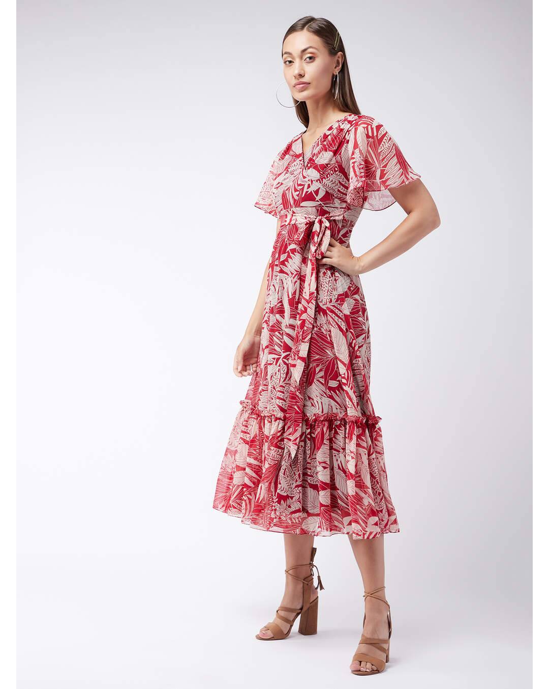 Polyester Printed Fit and Flare Dress view 3