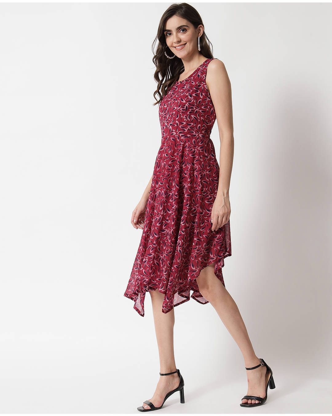 Georgette Printed Fit and Flare Dress view 2