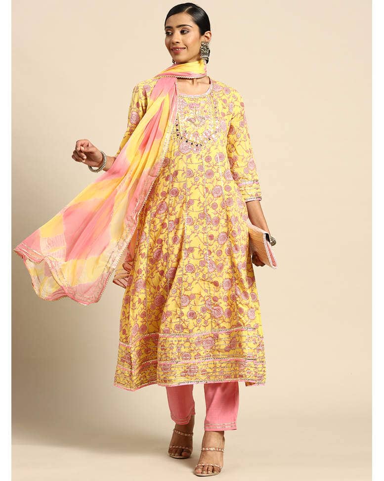 Cotton Mix Printed Ethnic Pants SuitSet