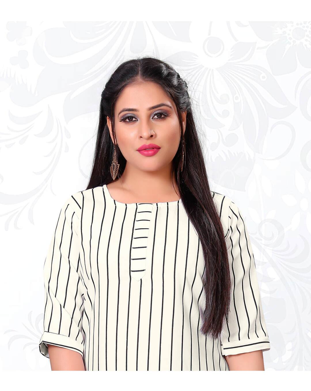 Rayon Stripes Straight Kurta view 5