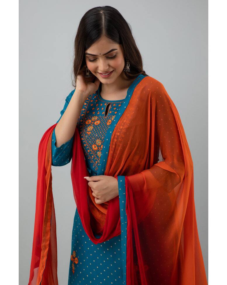 Rayon Embroidered  Palazzo SuitSet view 8
