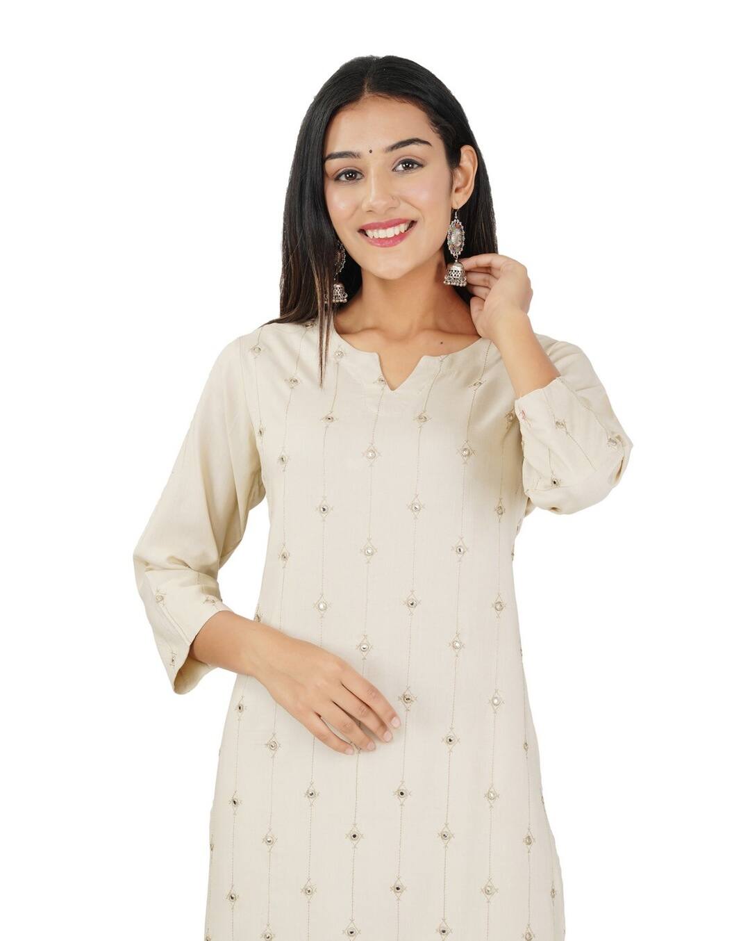 Rayon Printed Straight Kurta view 3