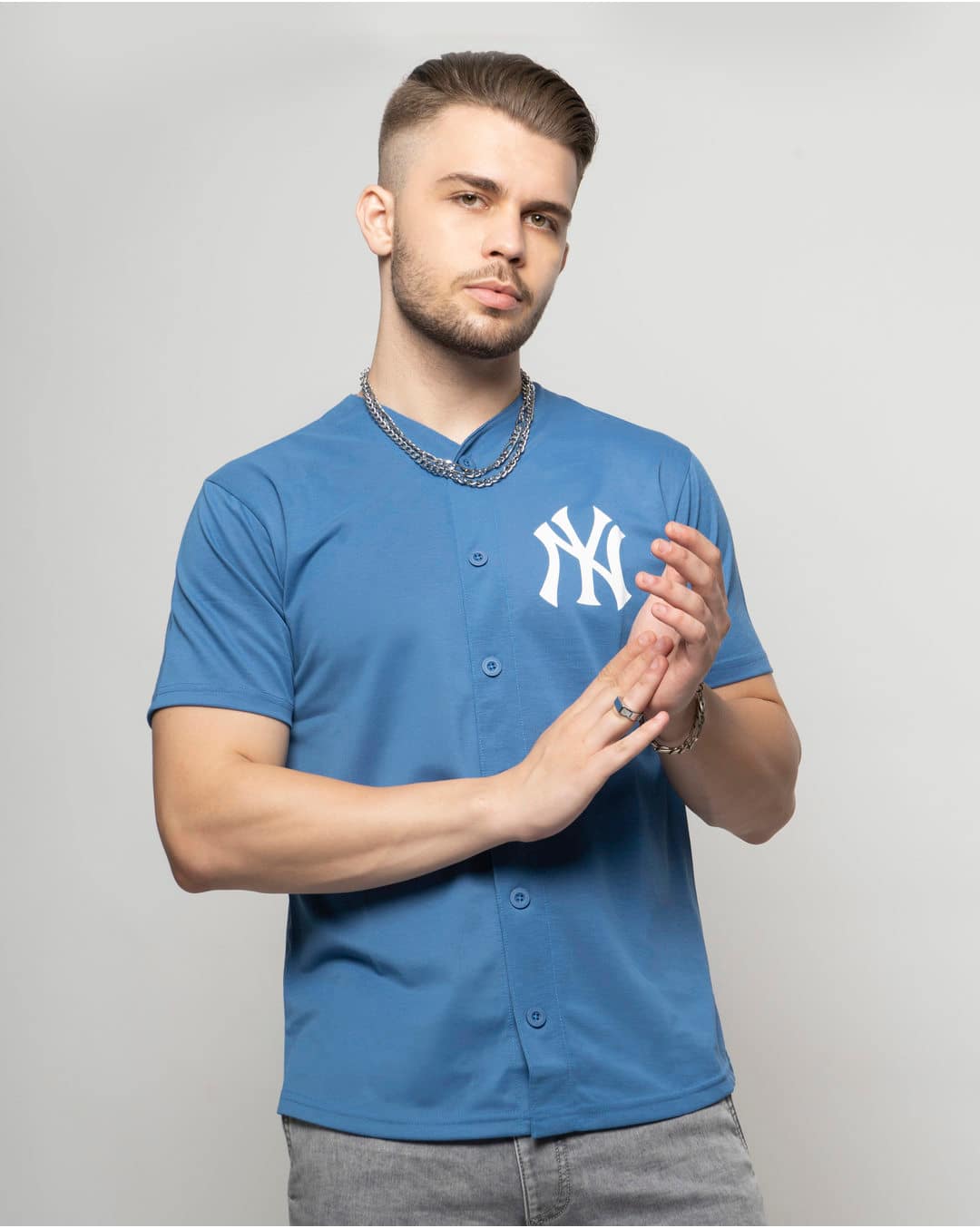 Polyester Cotton Graphic Slim Fit Henley