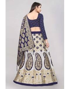Jacquard Textured Lehenga Choli Set with Dupatta view 6