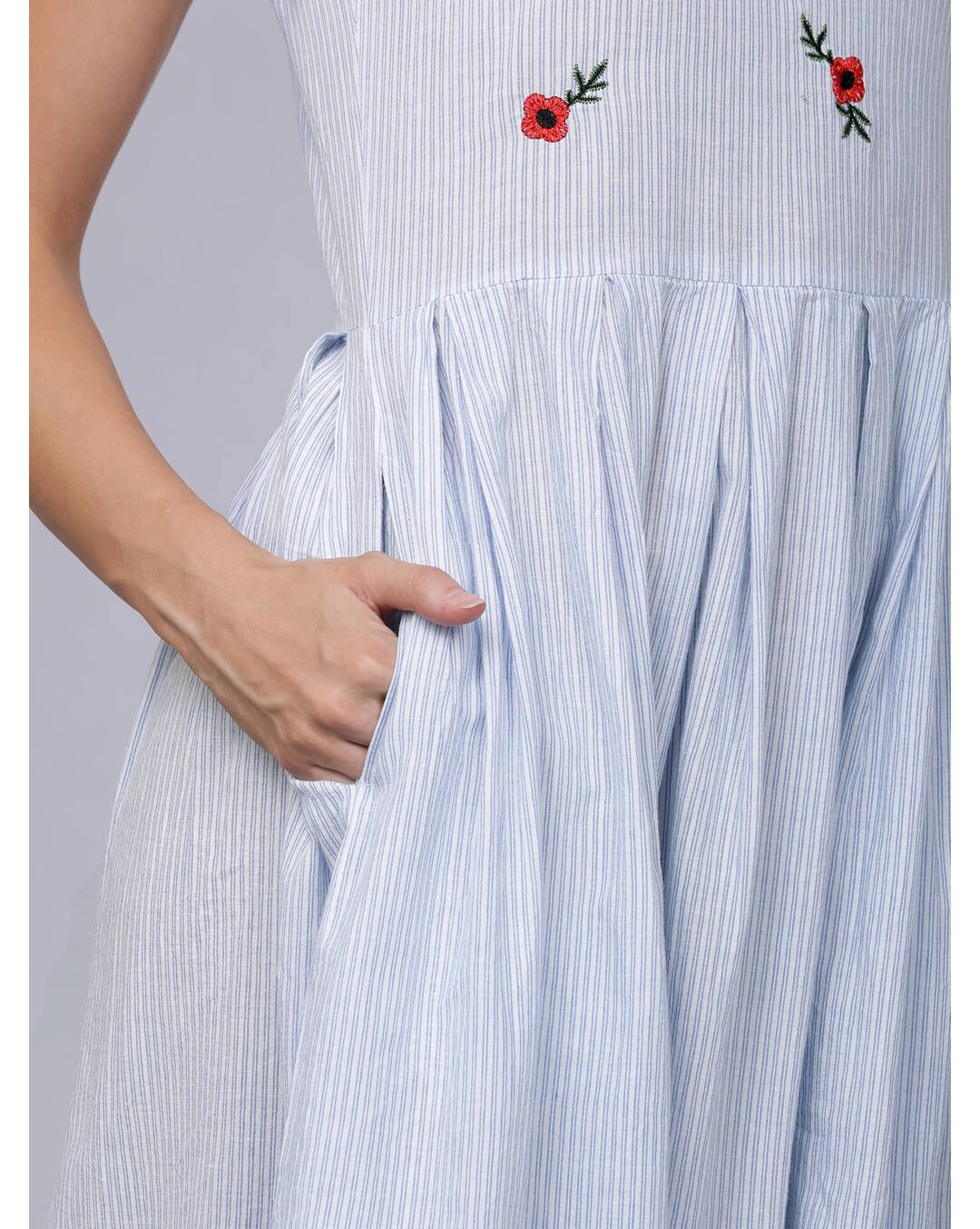 Cotton Stripes Fit and Flare Dress view 5