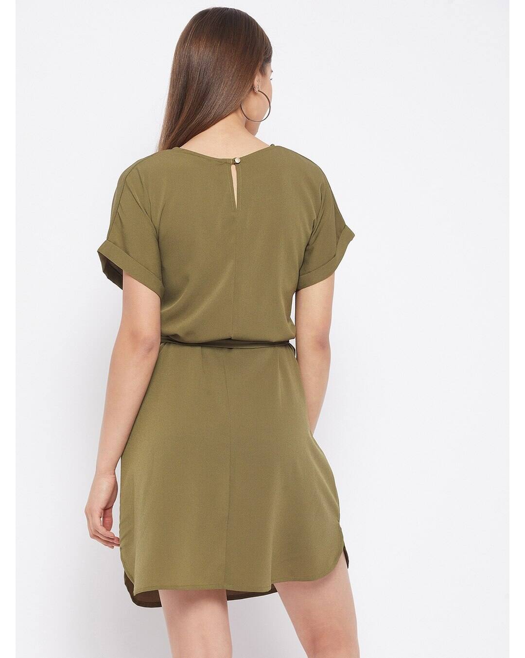 Polyester Solid A-line Dress view 2