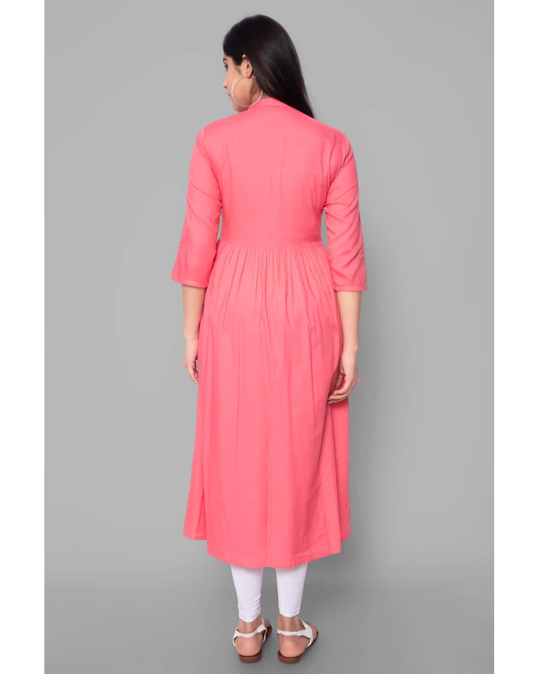 Rayon Embroidered Flared Kurta view 4