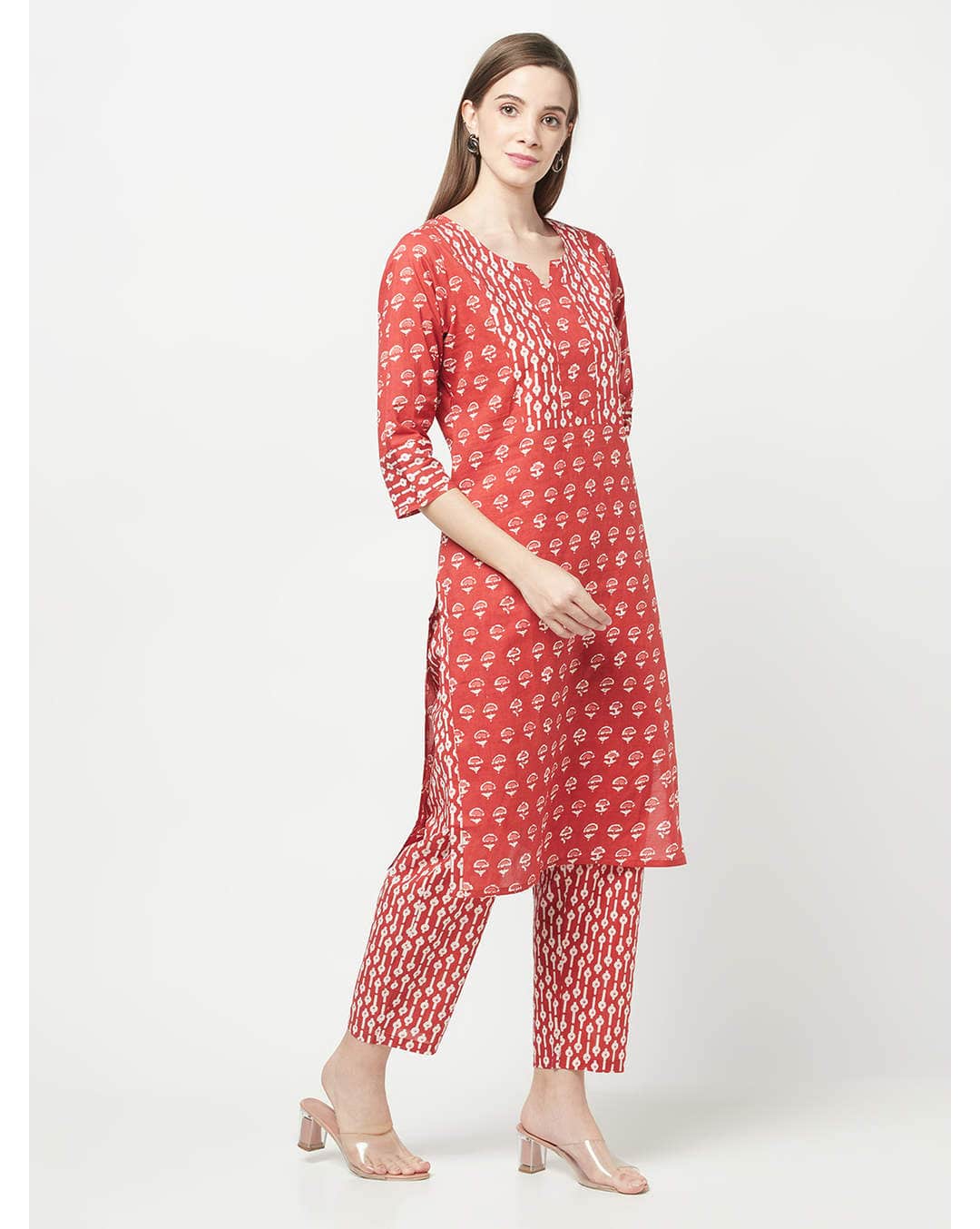 Cotton Floral  Ethnic Pants SuitSet view 3