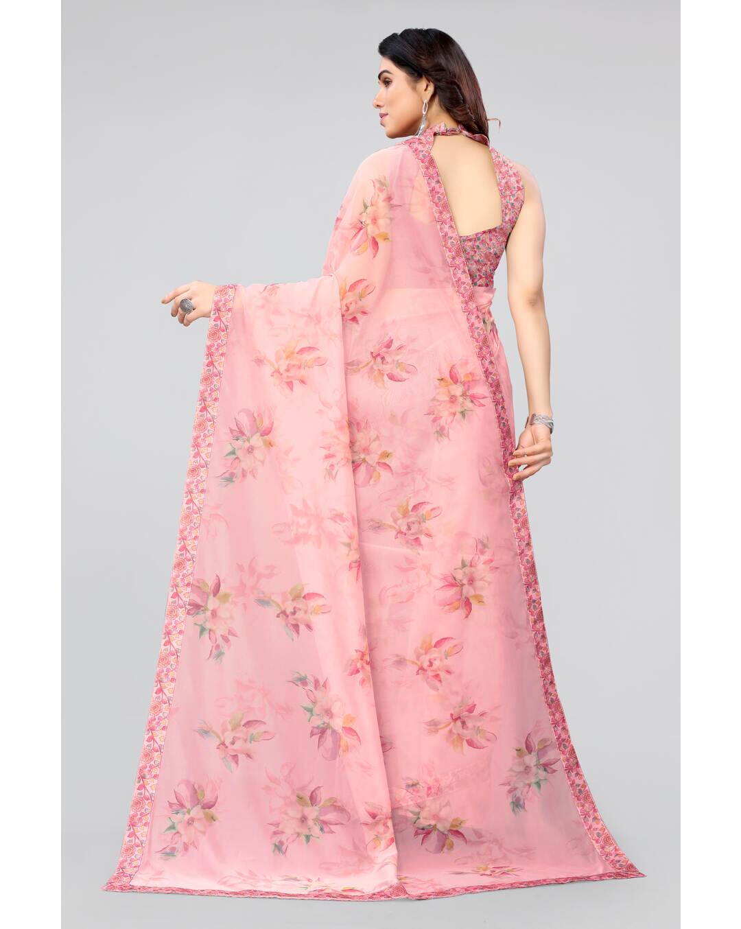 Organza Digital Print Regular Saree view 4