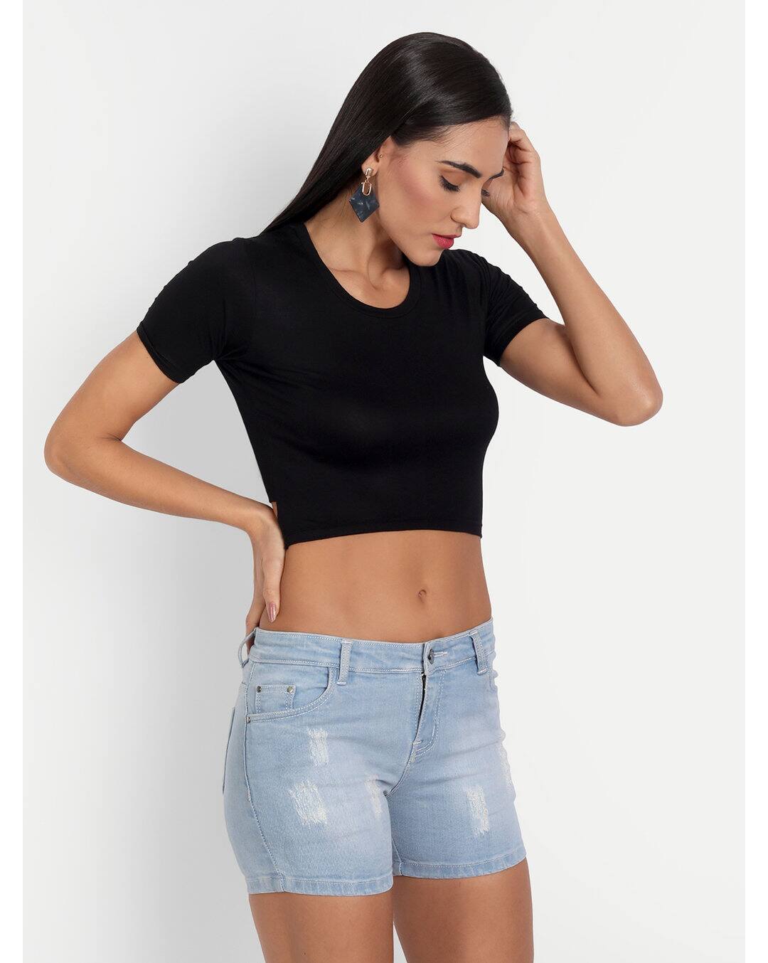 Viscose Solid Crop Top view 3