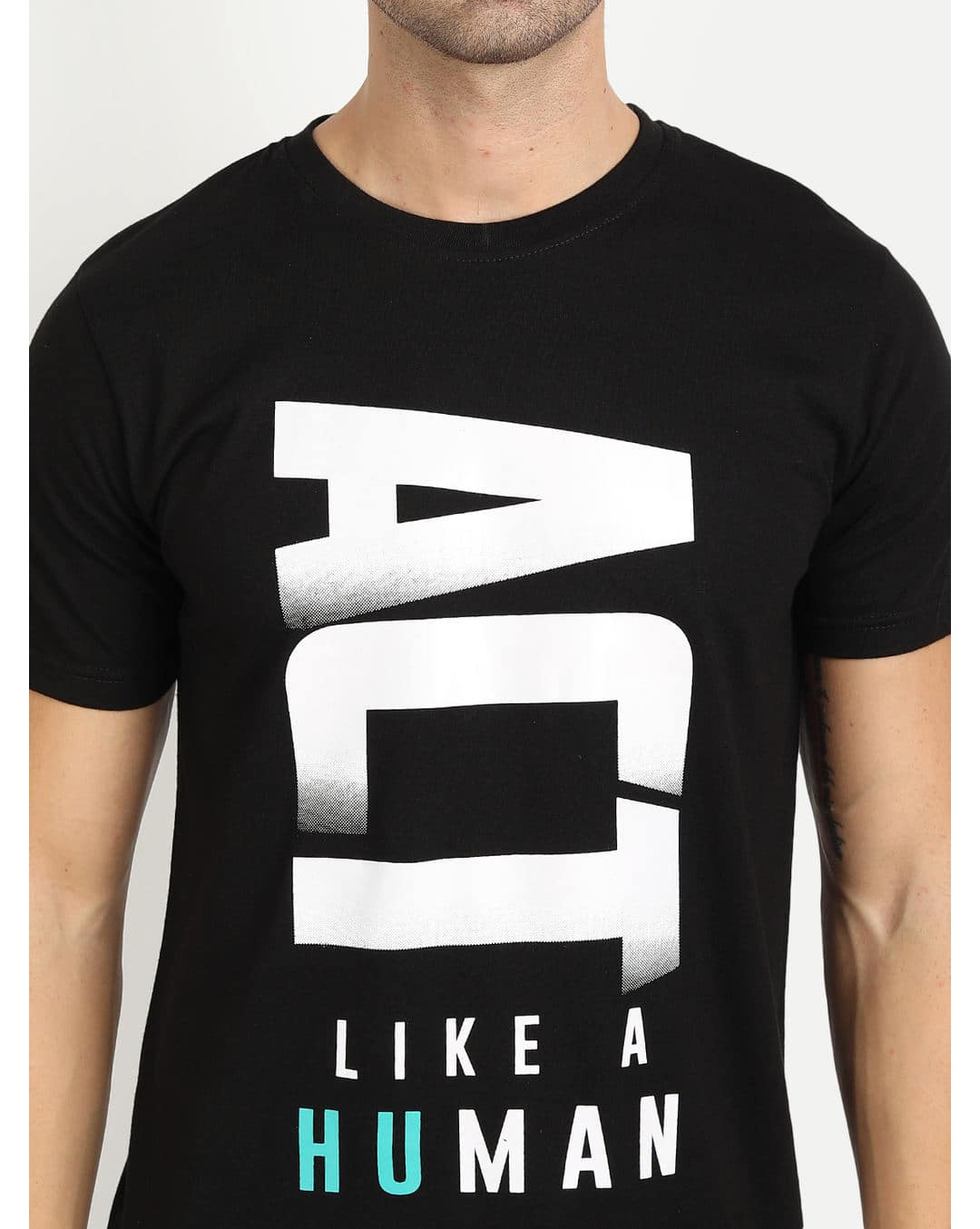 Cotton Printed Regular Fit Round Tshirt view 4