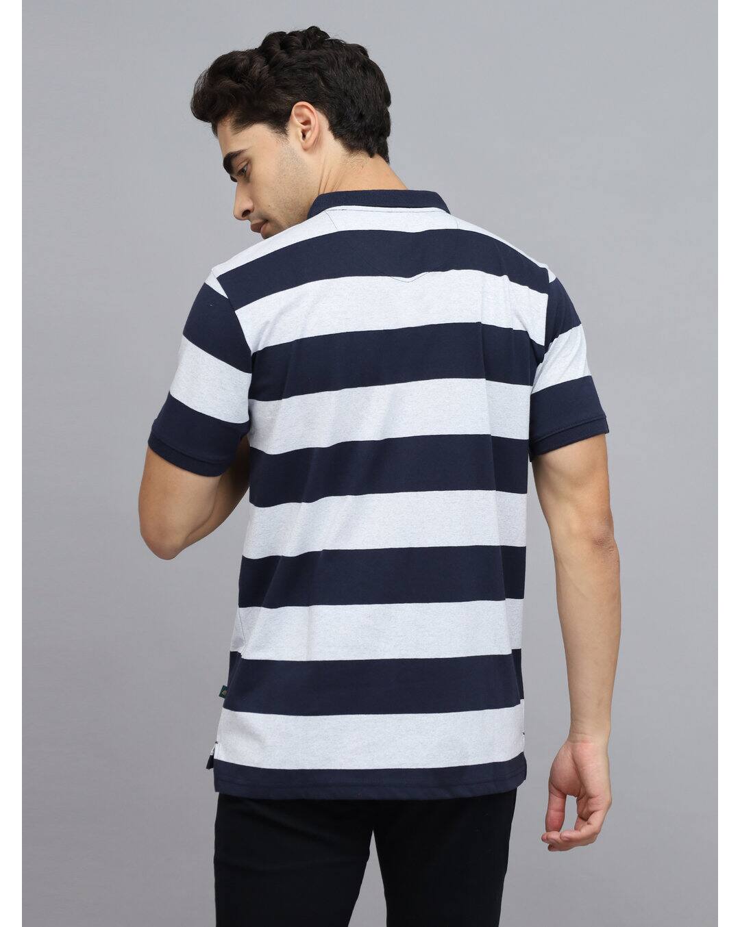 Blended Stripes Slim Fit Polo Tshirts view 3