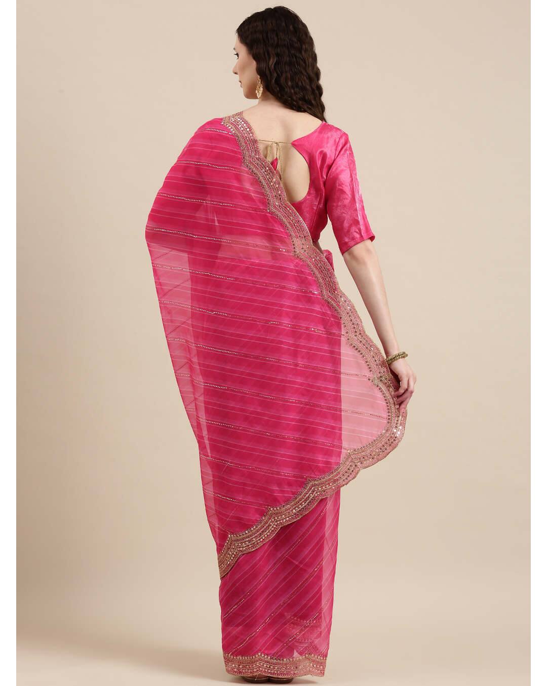 Organza Stripes Regular Saree view 2