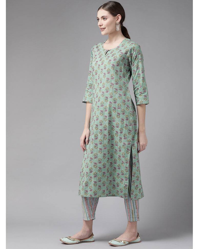 Cotton Floral  Ethnic Pants SuitSet view 2