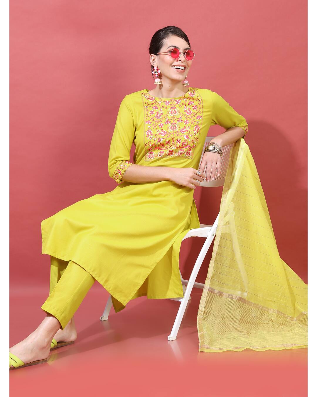 Polyester Embroidered ethnic pant  SuitSet view 6