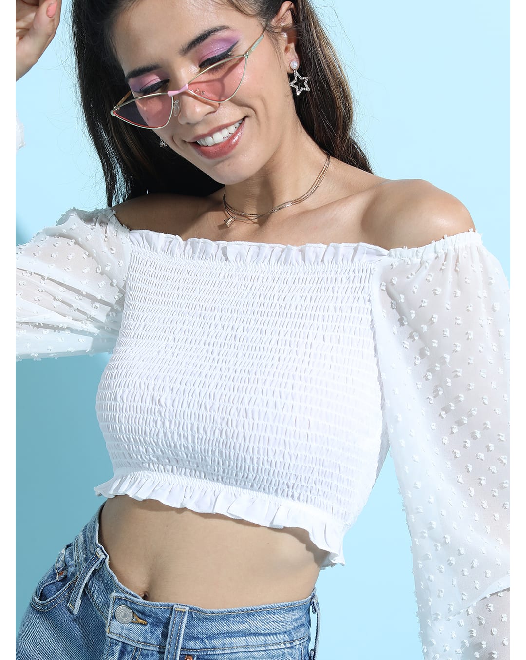 Polyester Embroidered Crop Top view 3