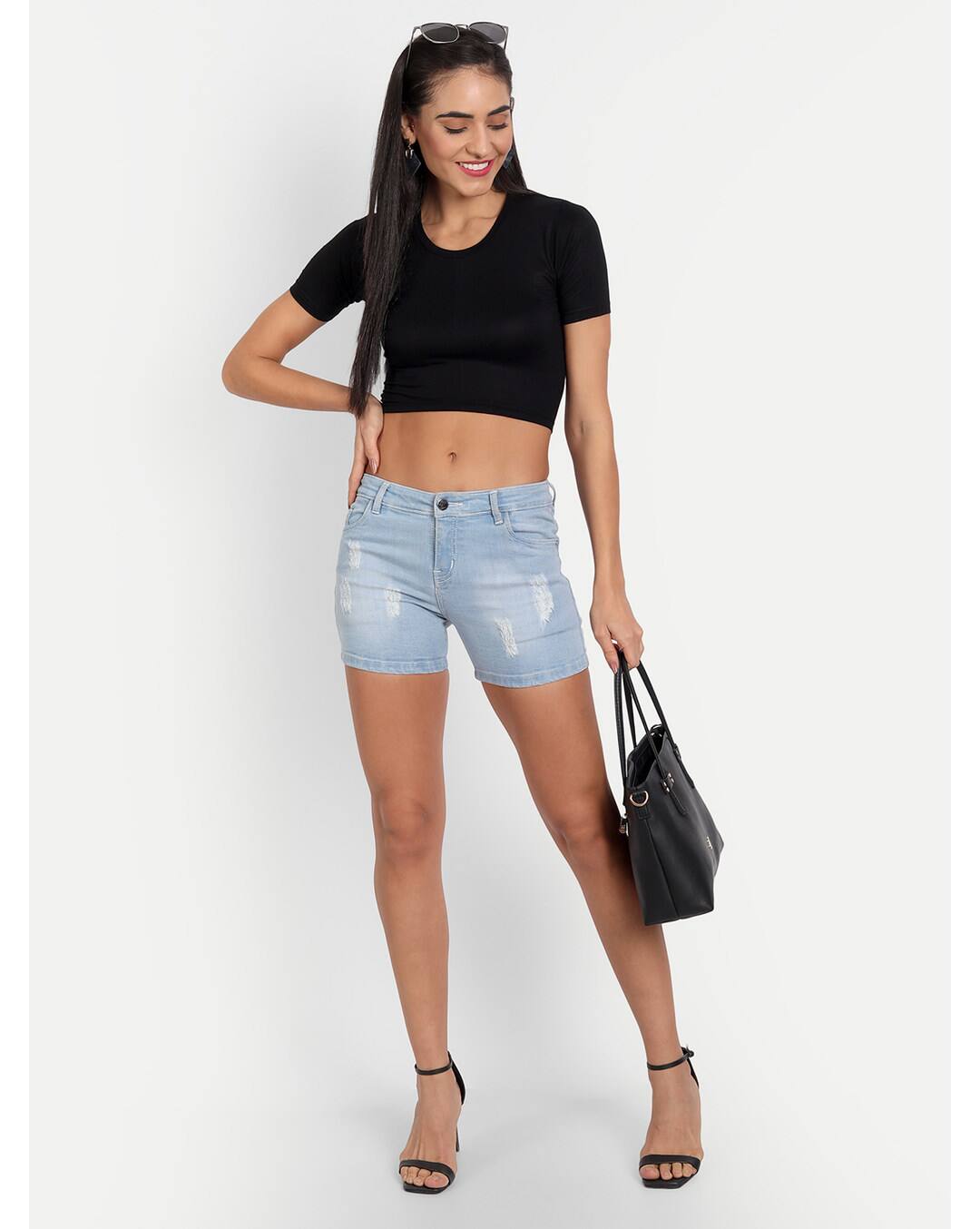 Viscose Solid Crop Top view 6