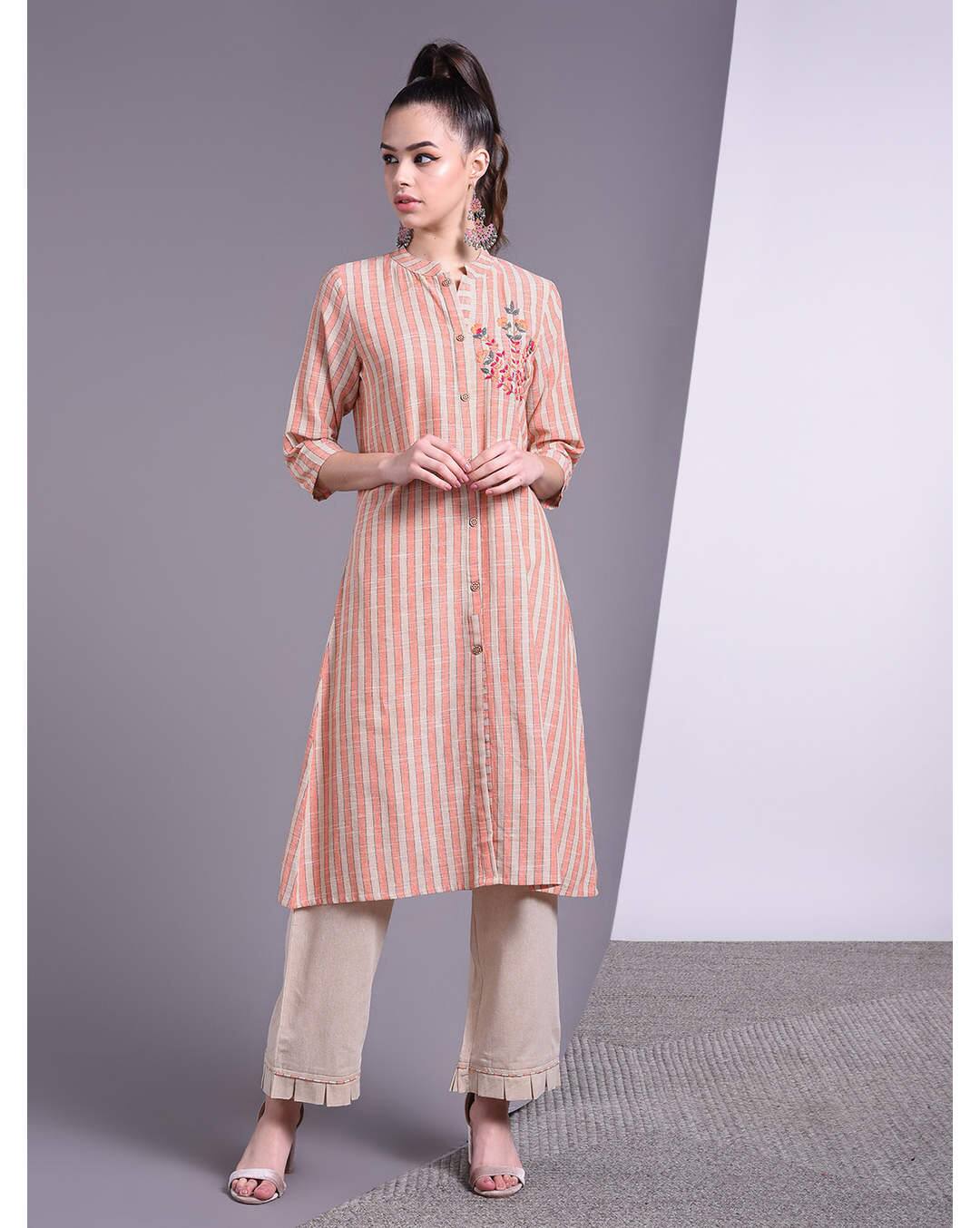 Cotton Stripes A-line Kurta