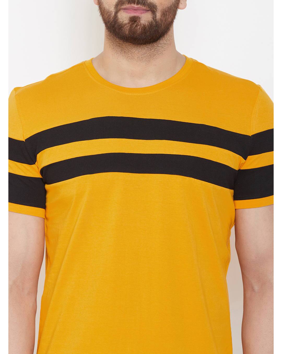 Cotton Stripes Regular Fit Round Neck Tshirts view 3