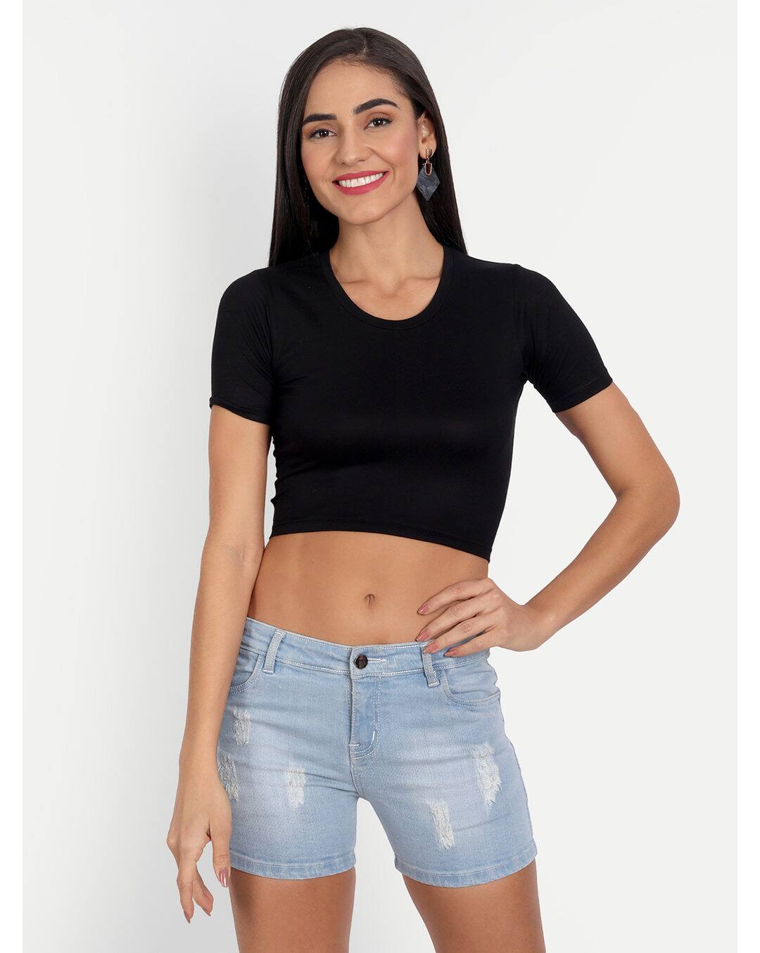 Viscose Solid Crop Top view 2