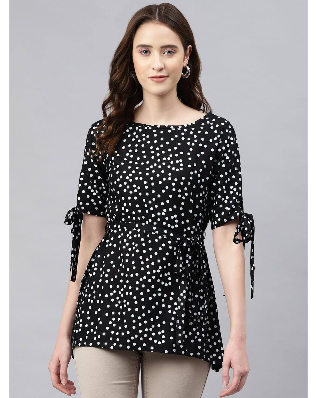 Rayon Polka-dot Top view 3