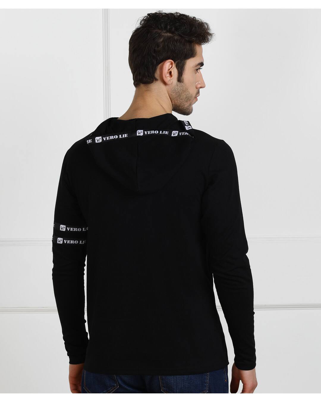 Cotton Solid Slim Fit Hooded Tshirts view 10