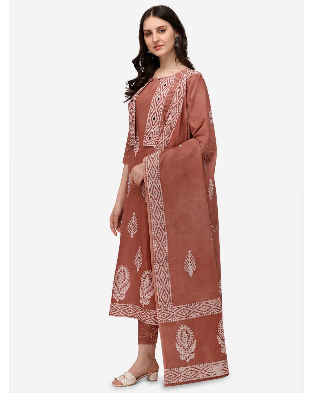 Cambric Floral Ethnic Pants SuitSet view 3