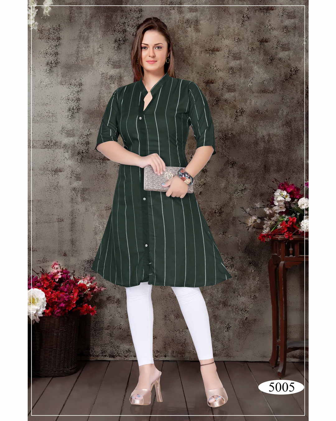 Rayon Stripes Front slit Kurta