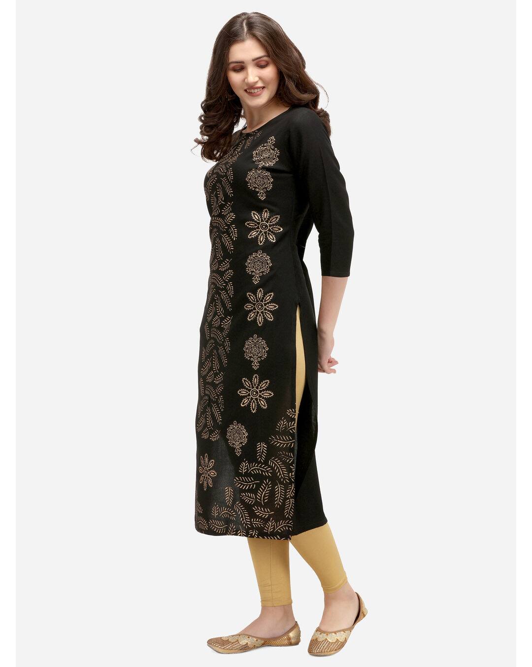 Rayon Printed Straight Kurta view 2