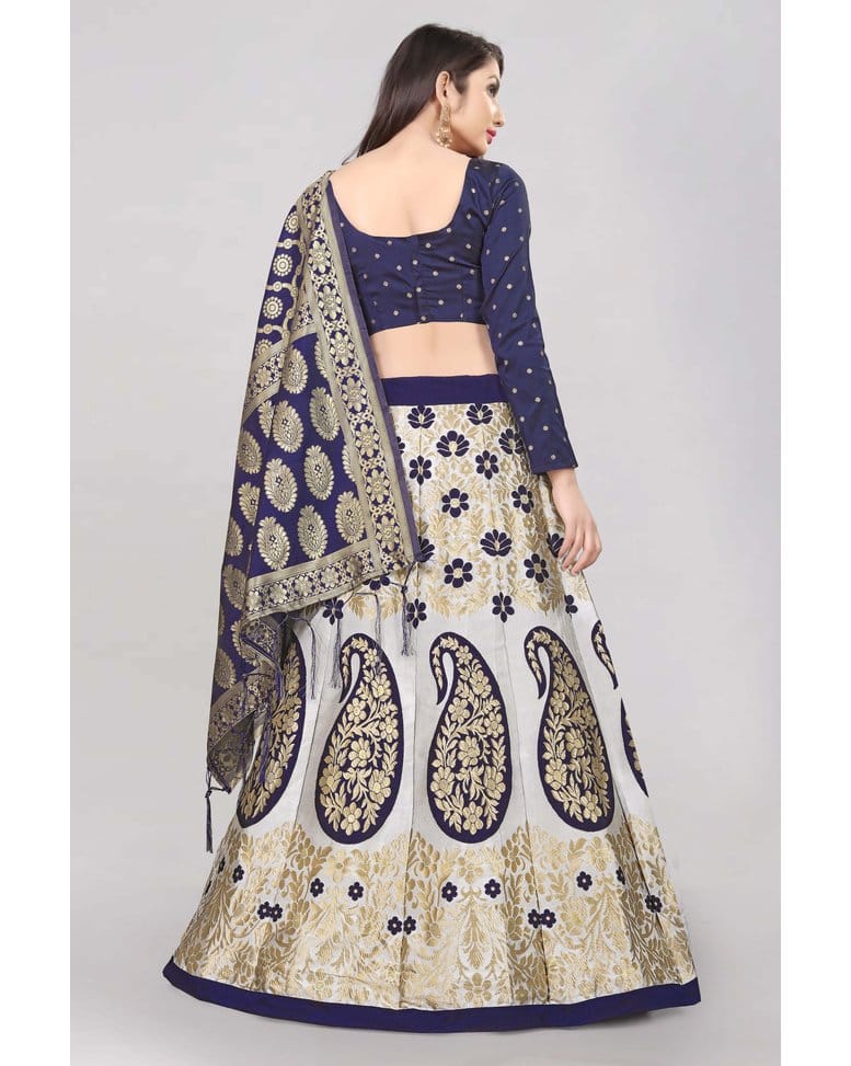 Jacquard Textured Lehenga Choli Set with Dupatta view 5