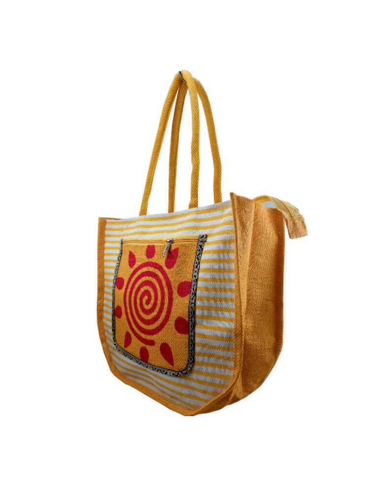 VELITE BAGS Jute Printed Handbag
