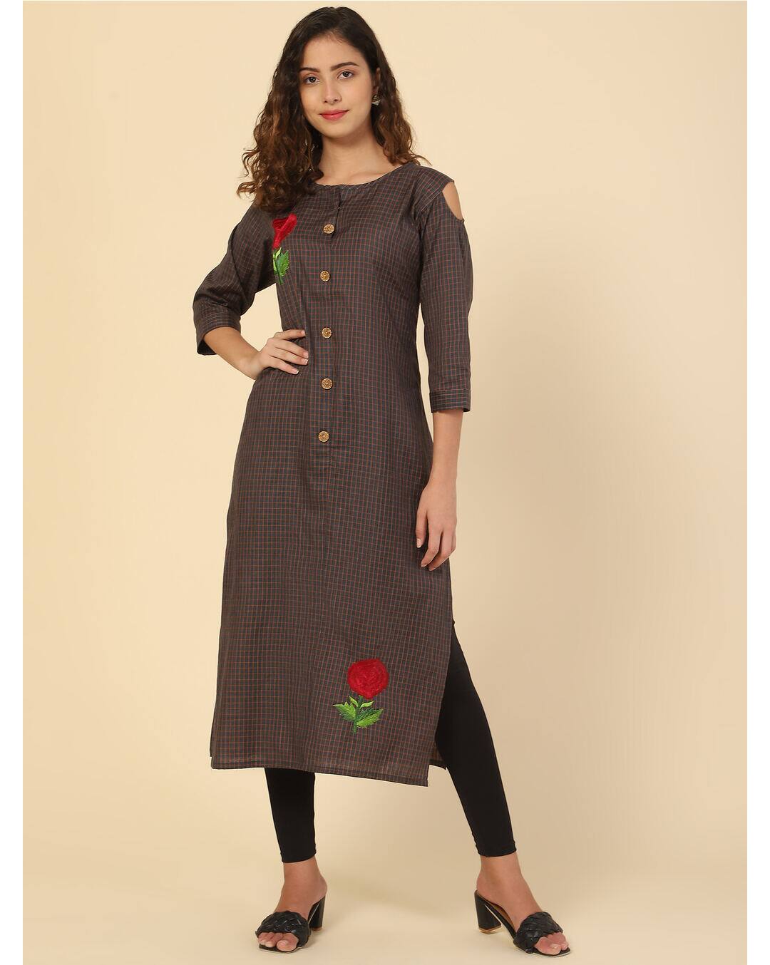 Cotton Checks Straight Kurta