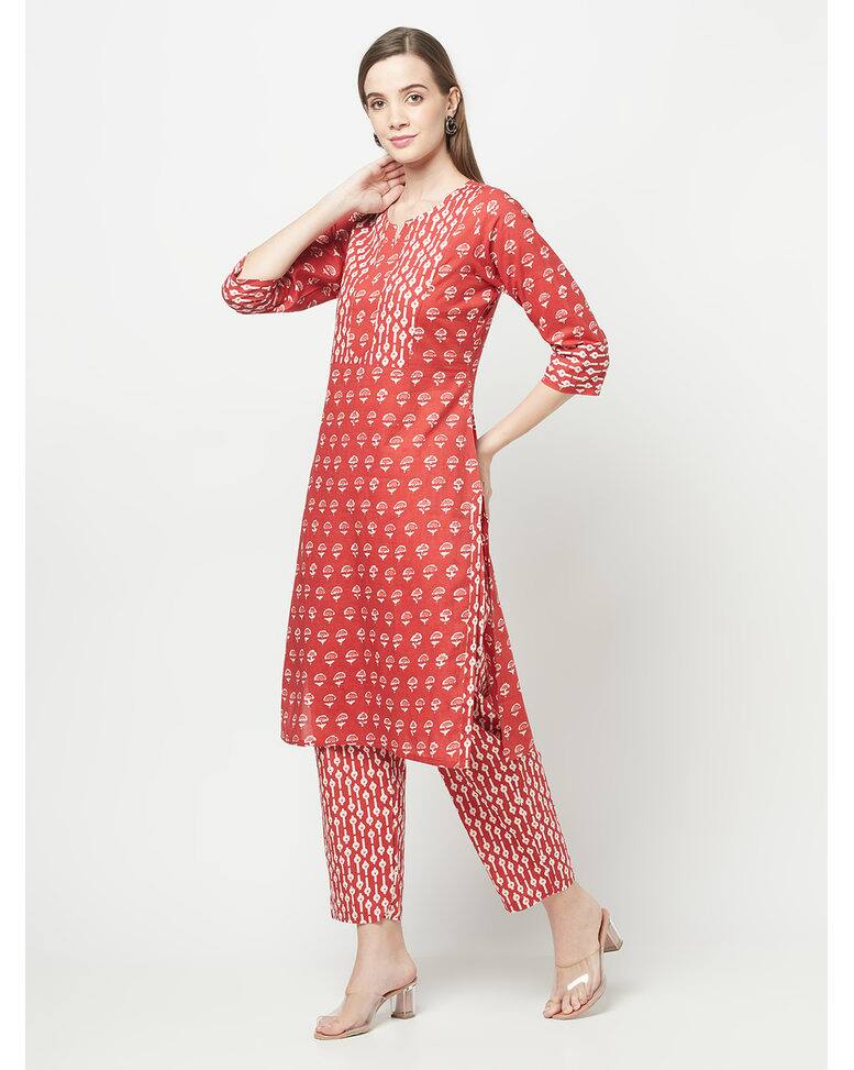 Cotton Floral  Ethnic Pants SuitSet view 4