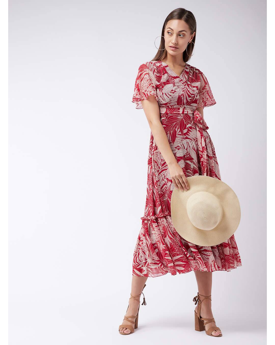 Polyester Printed Fit and Flare Dress