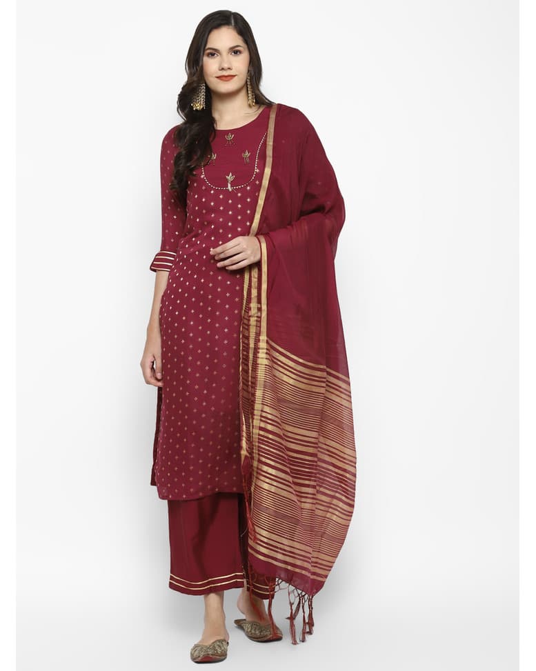 Chanderi Printed Palazzo  SuitSet