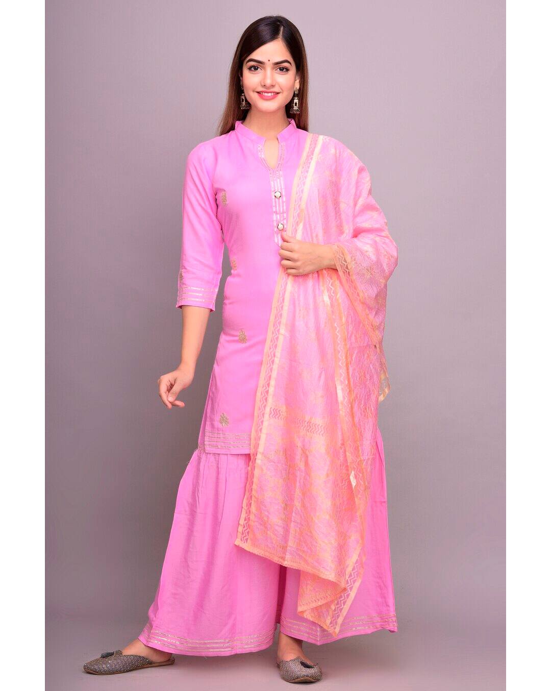 Rayon Solid Sharara SuitSet