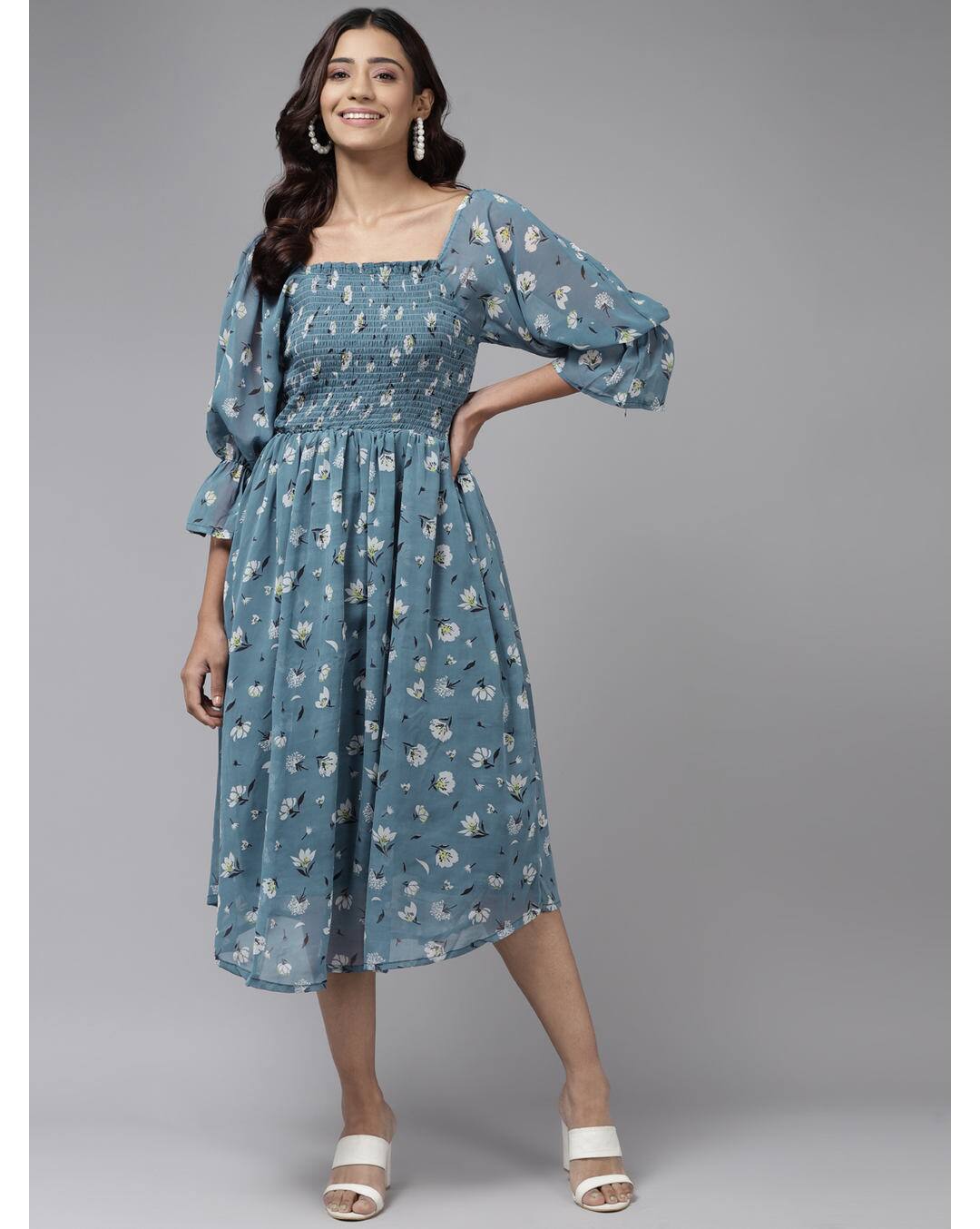 Georgette Floral Fit and Flare Dress