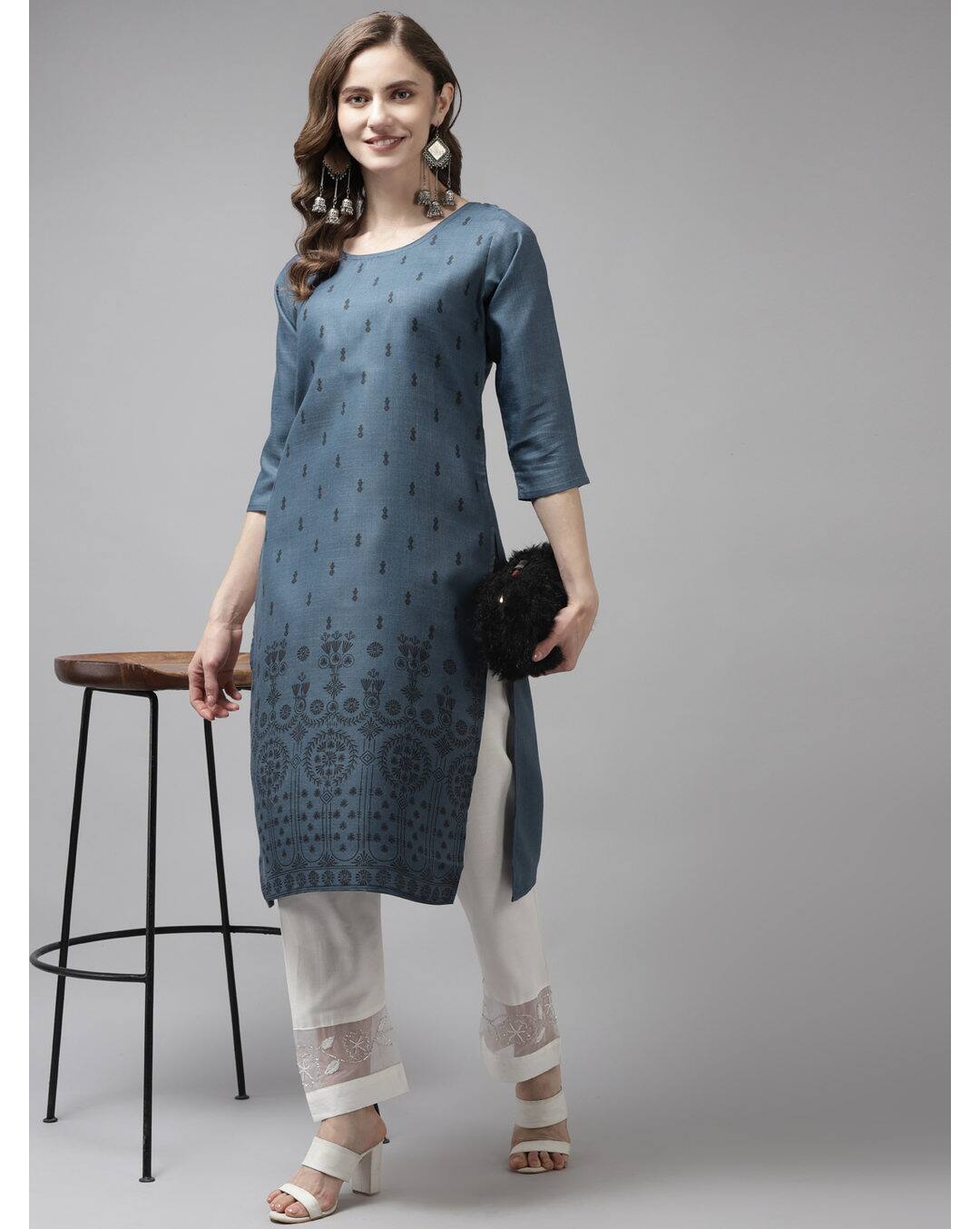 Cotton Printed Straight Kurta view 5