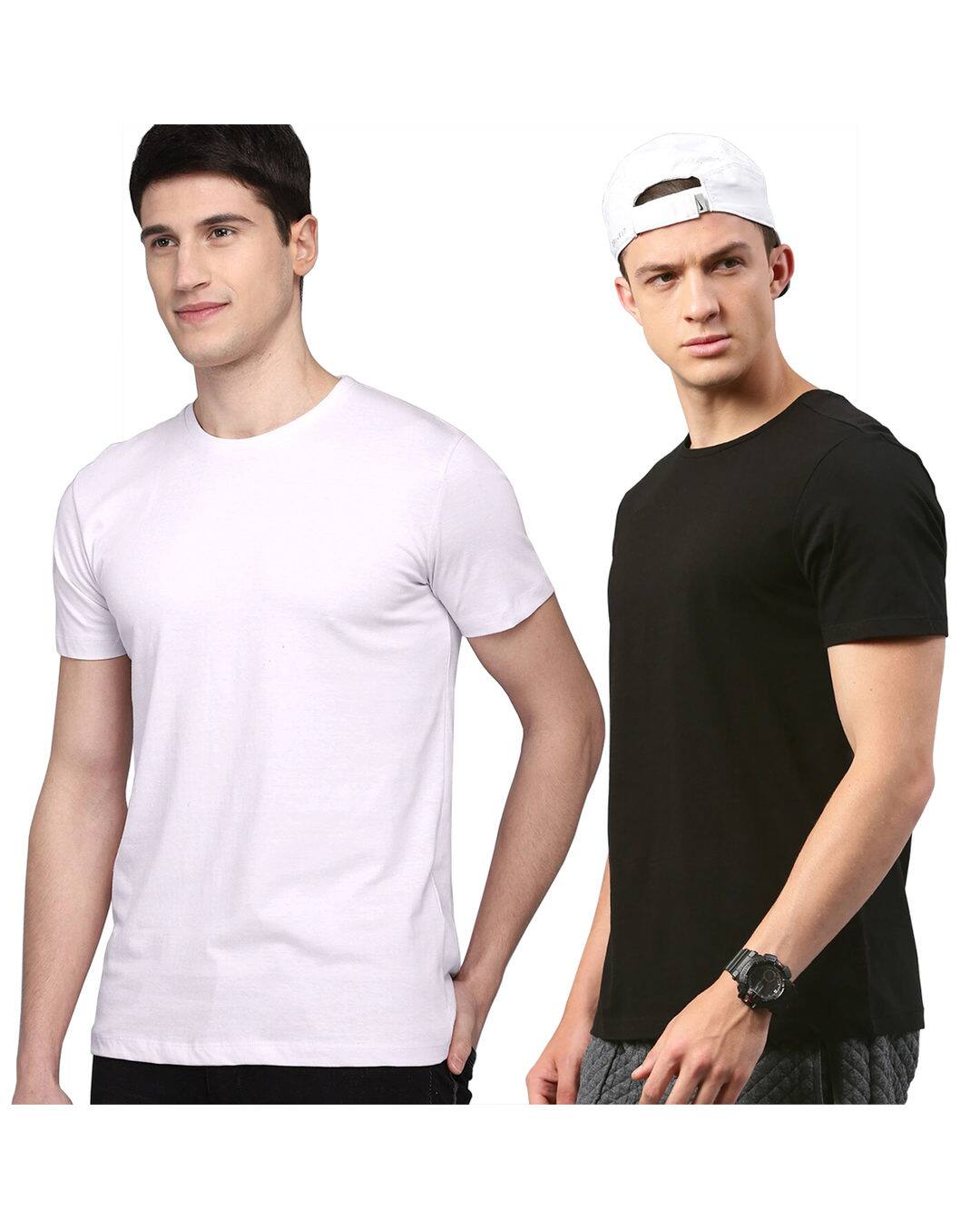 Cotton Solid Slim Fit Round Tshirts view 3