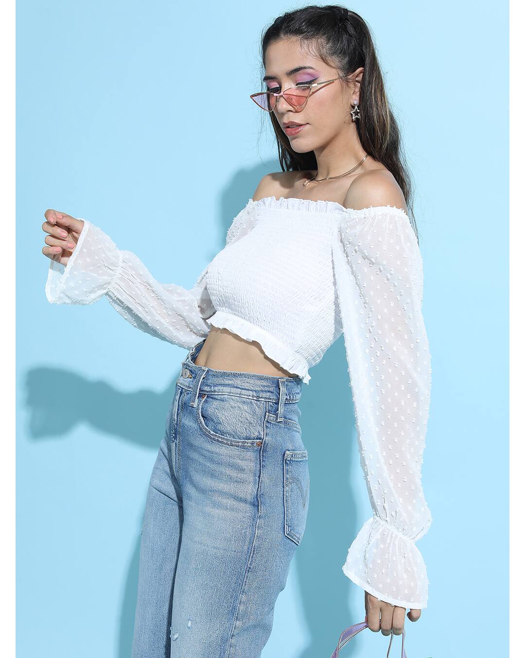 Polyester Embroidered Crop Top view 6
