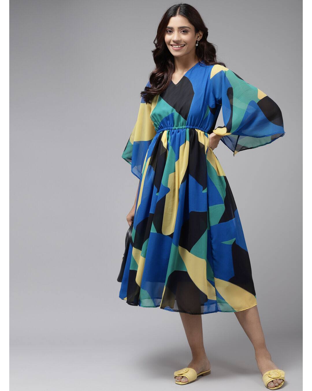 Georgette Printed Fit and FlareDress view 5