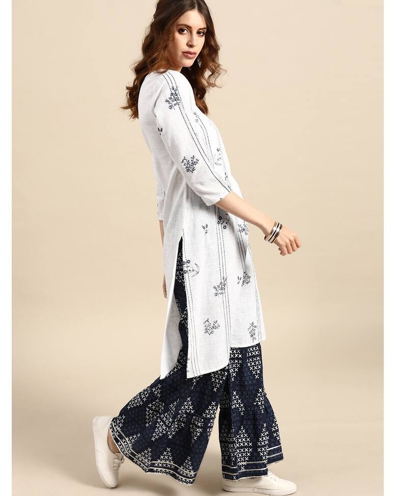 Pure Cotton Embroidered Sharara SuitSet view 3